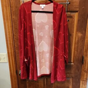 LuLaRoe Red and Pink Knit Sweater